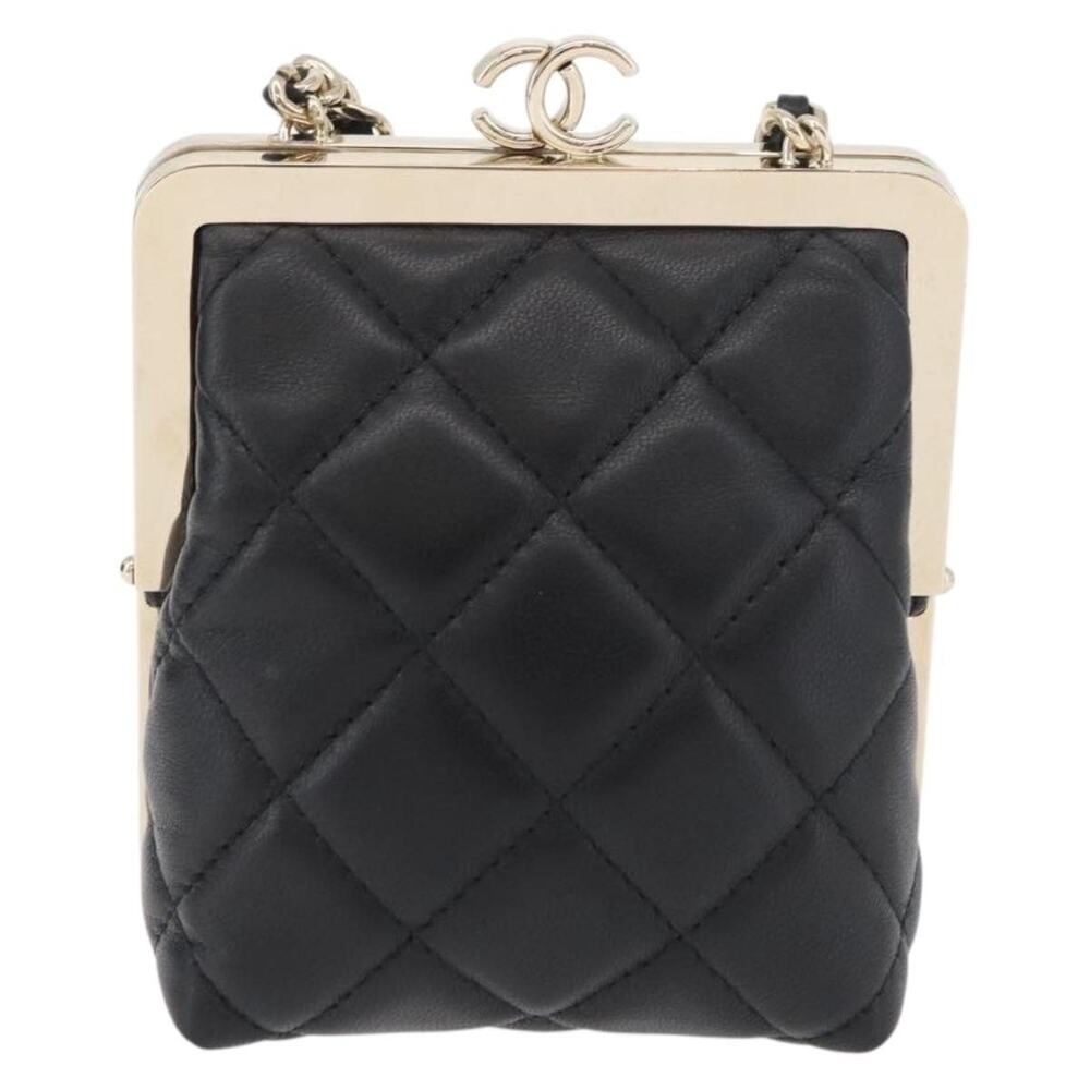 Chanel Matelasse Lambskin Chain Crossbody Bag Black